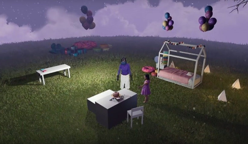 المكان التي تعيش فيه الطفلة نايون بحسب الواقع الإفتراضي.