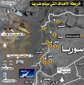خريطة الهجوم على سوريا