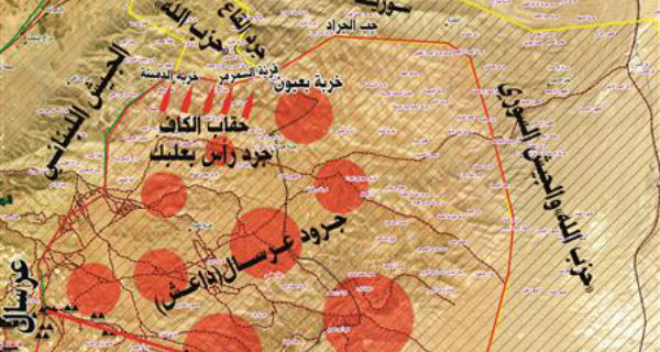 خريطة تبين المواقع التي شهدت مواجهات بالأمس، وتوزع السيطرة على الأرض بين مختلف القوى في المنطقة