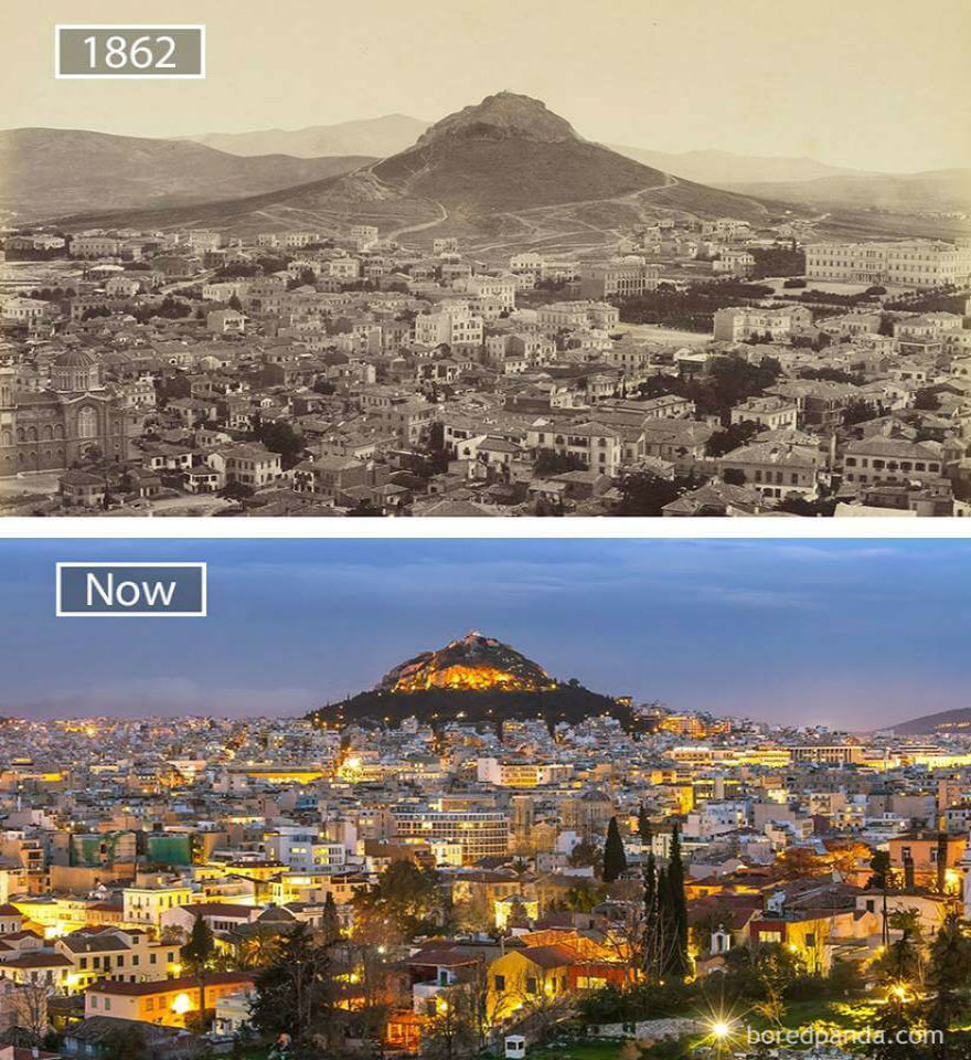 أثينا-اليونان، الفرق بين عام 1862 والأن