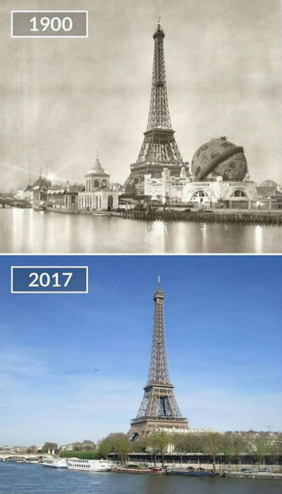 برج إيفل في باريس بين عام 1900 وعام 2017