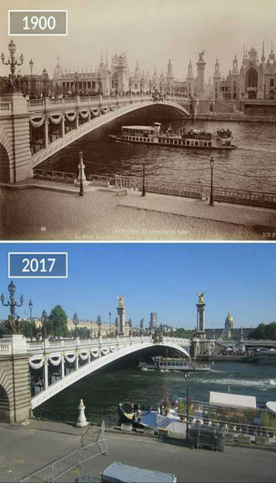 جسر فوق نهر السين في باريس بين عام 1900 وعام 2017