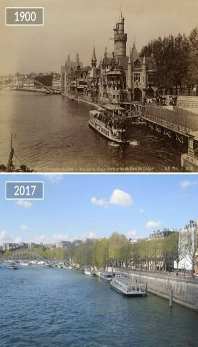 عبّارى في نهر السين في باريس بين عام 1900 وعام 2017