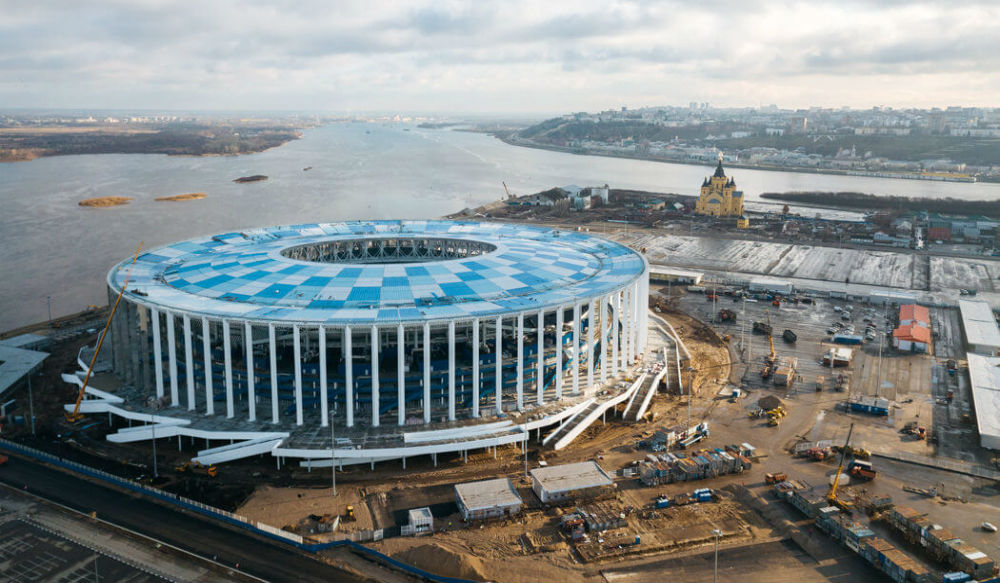 ملعب نيجني نوفجورود في نيجني نوفجورود-روسيا، يتسع لـ45 ألف مشجع