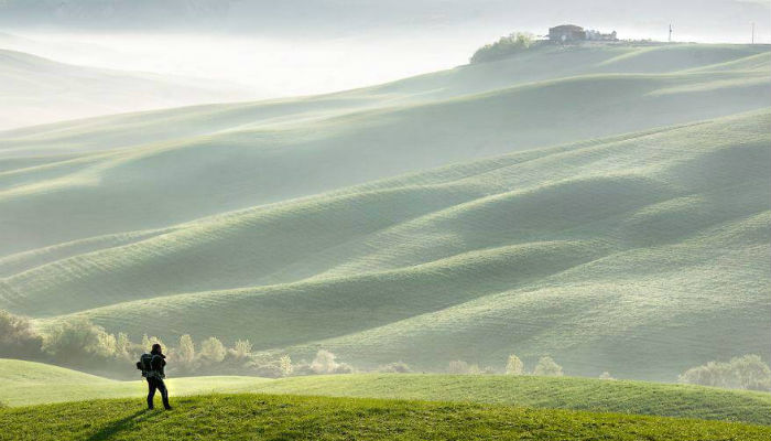 الأراضي الخضراء في إقليم توسكانا في إيطاليا