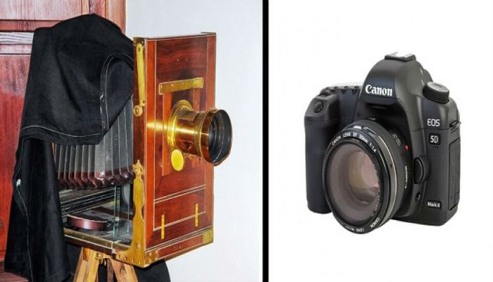 كاميرا حديثة وكاميرا قديمة
