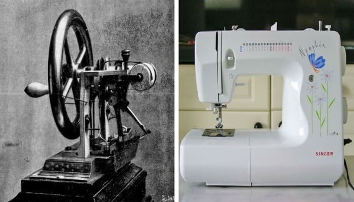 ماكينة خياطة حديثة وماكينة خياطة قديمة