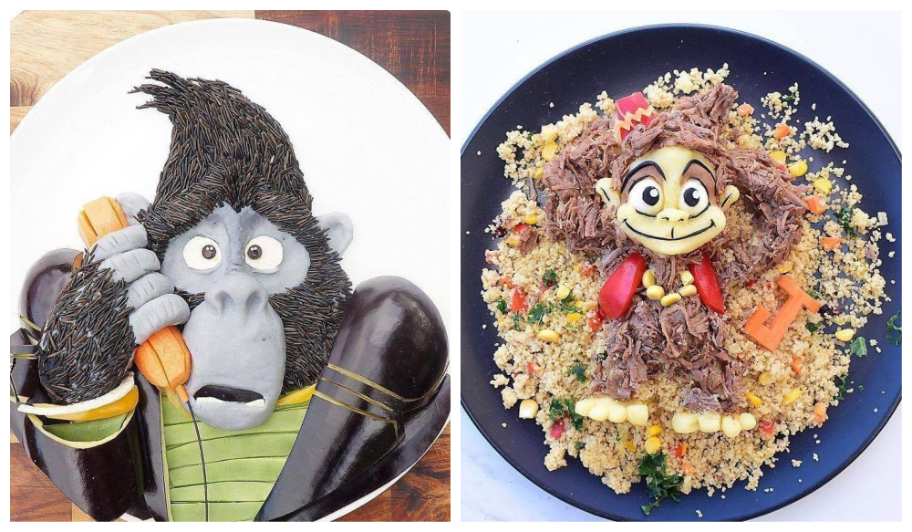 صحون طعام بشخصيات الغوريلا والقرد عبود في ديزني