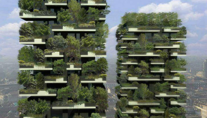 تقع "الغابة الخرسانية" في مدينة ميلانو الإيطالية، وهي تختلف عن غيرها من الغابات إذ أنها من صنع الإنسان وموجودة داخل كتل خرسانية في بنايتين سكنيتين وما يقارب الـ900 شجرة.