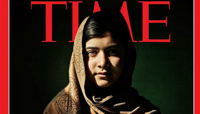 إختارت "مجلة تايمز" المناضلة "ملالا يوسفزي" كوجه إعلاني بإعتبارها واحدة من أكثر 100 شخصية مؤثرة في العالم.