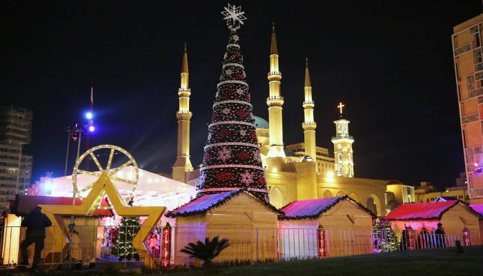 إضاءة شجرة الميلاد في وسط بيروت-2018.
