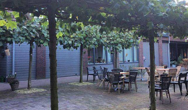 مطعم في الهواء الطلق داخل قرية "هوغواي" الخاصة لمرضى الزهايمر في هولندا.