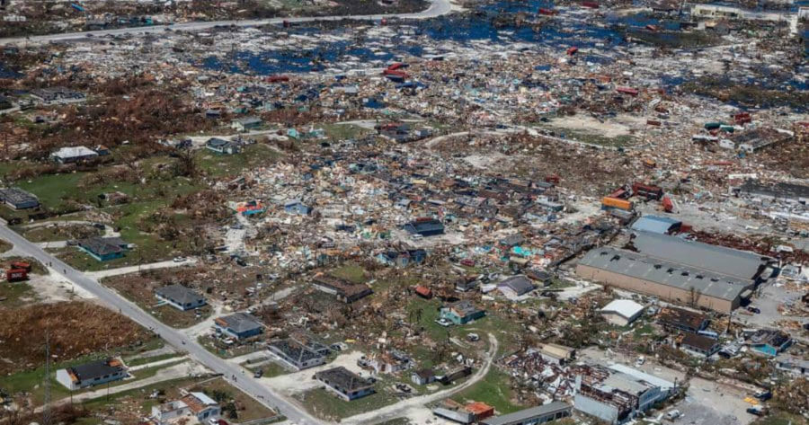 آثار الدمار لإعصار دوريان في إحدى مناطق جزر الباهاما