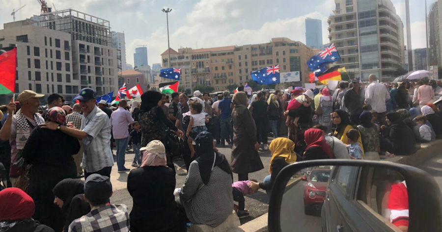 اعتصام اللاجئين الفلسطينيين في ساحة الشهداء