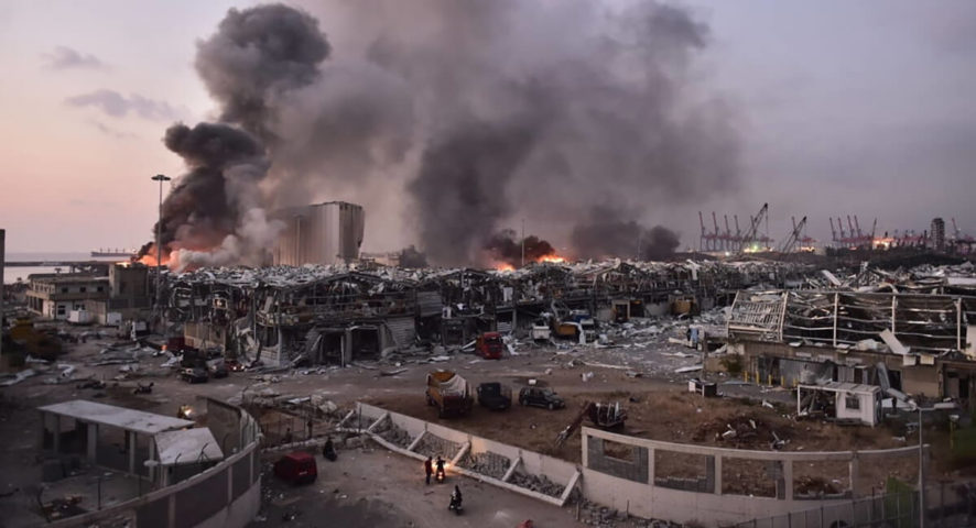 صورة لمرفأ بيروت بعد الانفجار