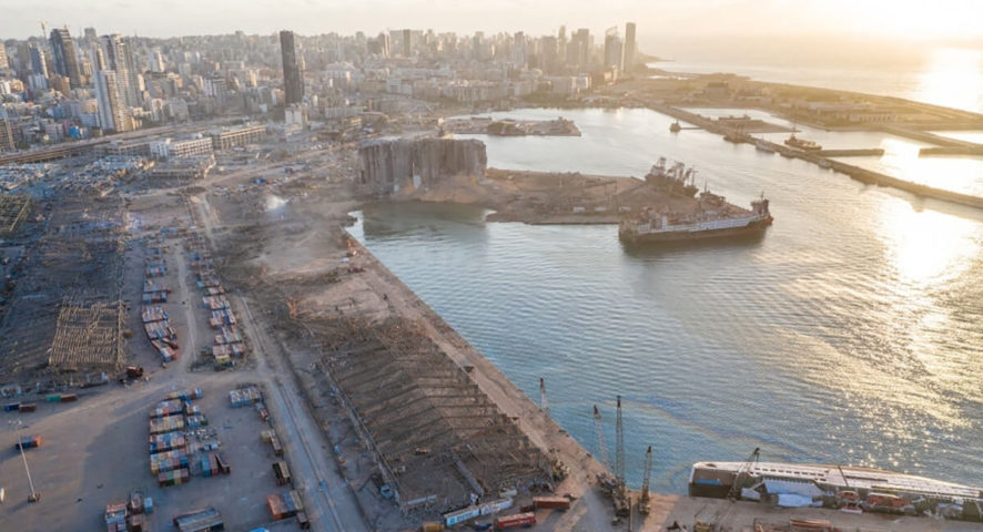 صورة جوية لمرفأ بيروت بعد الانفجار