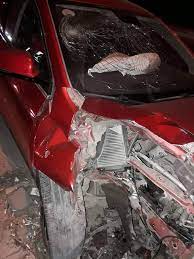 سيارة الضحية بعد الحادث