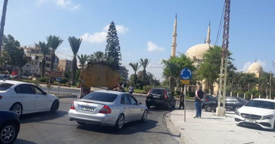 اعتراض صهريج في صيدا