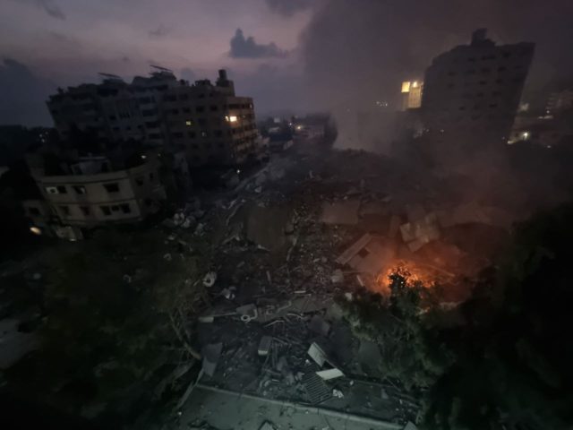 تدمير برج الوطن غزة