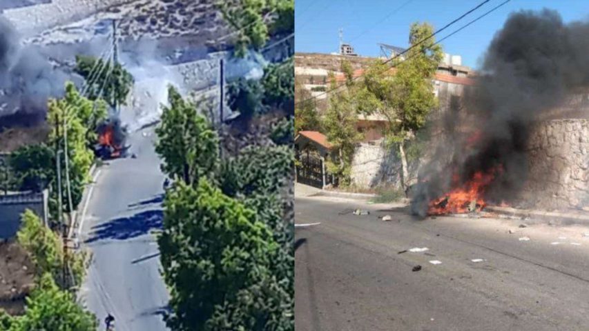 قصف سيارة على طريق عام برعشيت بيت ياحون