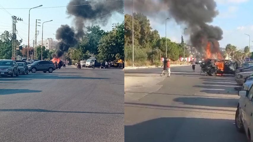 قصف مسيرة إسرائيلية على سيارة في صيدا
