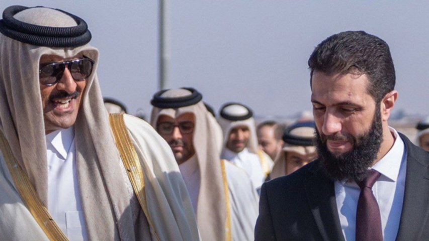Ahmad Al Sharaa and Qatar Emir Tamin bin Hamad