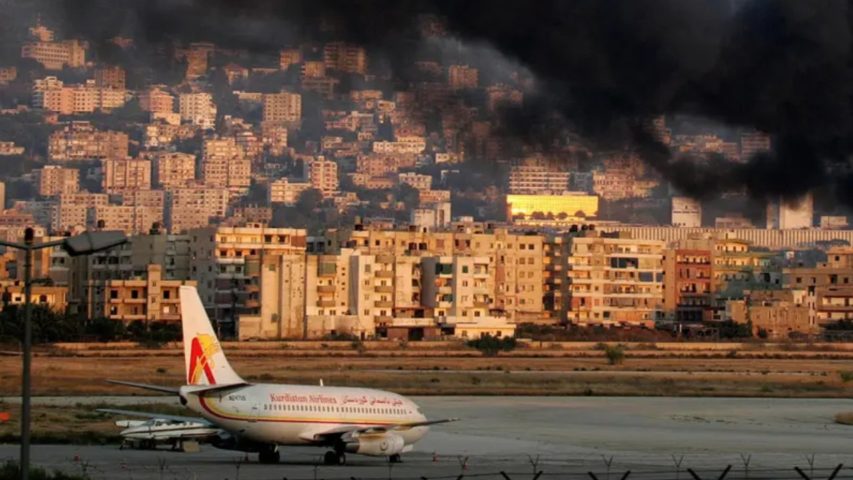 A Kurdistan Airways plane sits at the runway of Beirut's international airport (Getty)