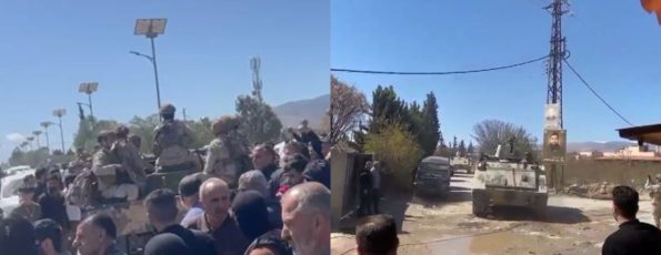 Lebanese Army entering Hawsh al-Sayyid Ali (Screenshot Janoubia)