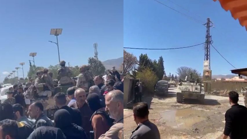 Lebanese Army entering Hawsh al-Sayyid Ali (Screenshot Janoubia)