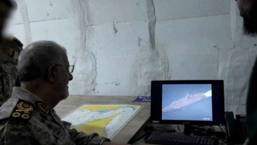 IRGC Chief General Pakpour looking at US Aircraft Carrier