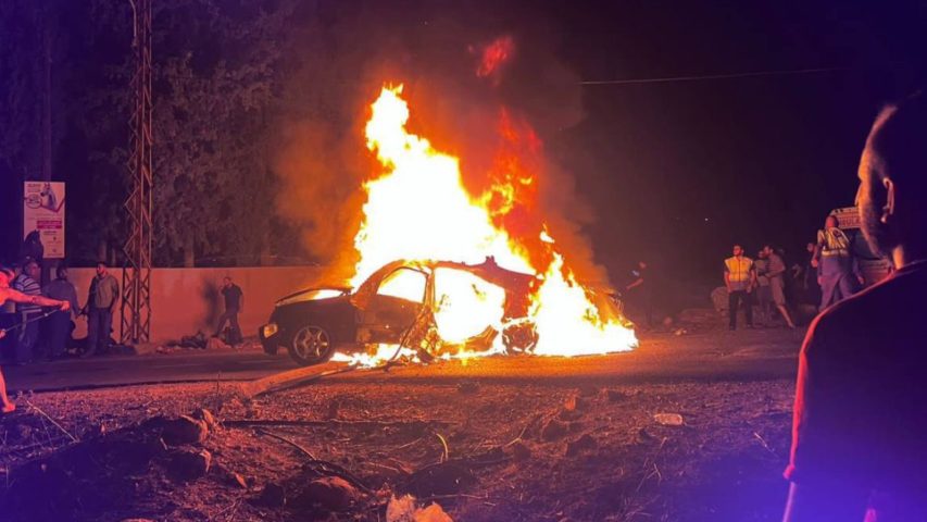 Israeli car airstrike Houmine Fawqa South Lebanon 9-11-2025