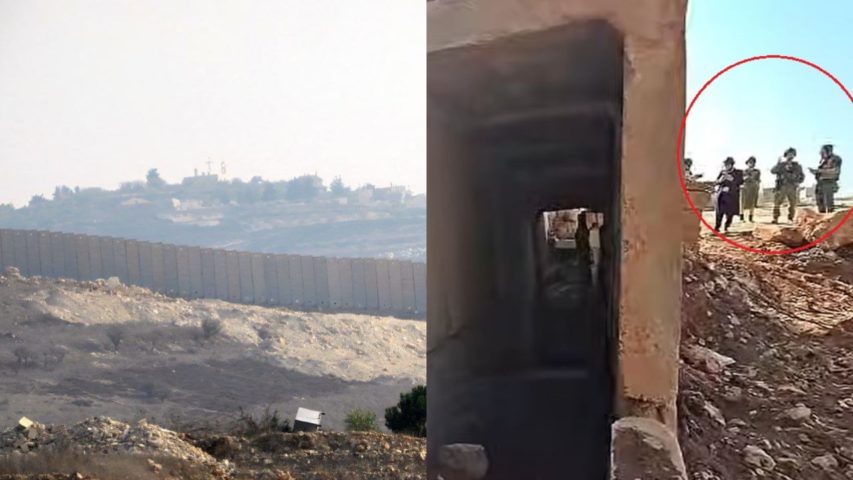 South Lebanon Israeli Wall near Yaroun and soldiers in Hamamis Hill (Collage_ Janoubia)