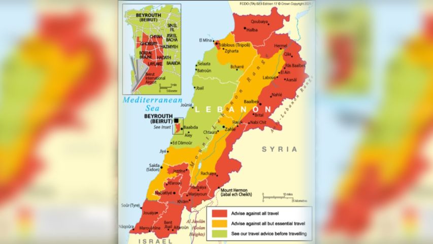 UK Foreign travel advice Lebanon Map