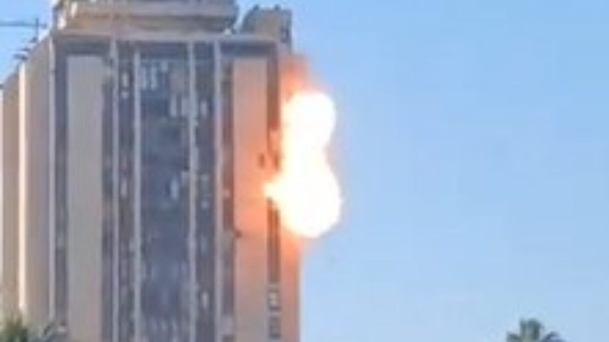 Aleppo Governorate building drone attack (Screenshot)