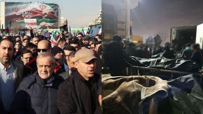 Iran today pezeshkian and bodies tehran 12-1-2026
