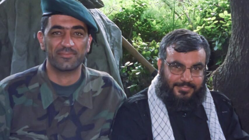 Ali Hassan Salhab Hezbollah Leader (Left) and Former SG Sayyed Hassan Nasrallah (Central Media)