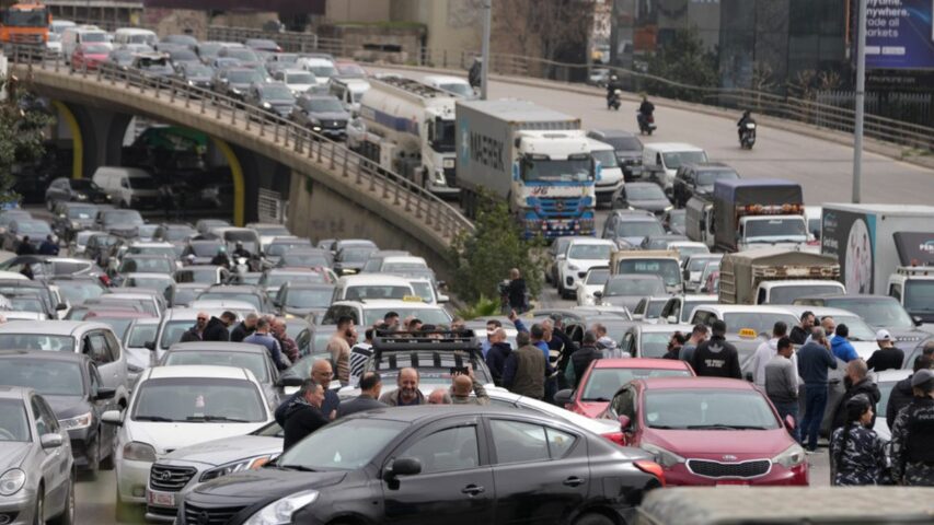 Taxi drivers protests in Beirut, Lebanon (AP)