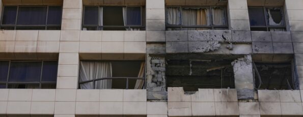 Damaged hotel rooms hit by Israeli strike are seen in Raouche Beirut March 8 2026 (AP)