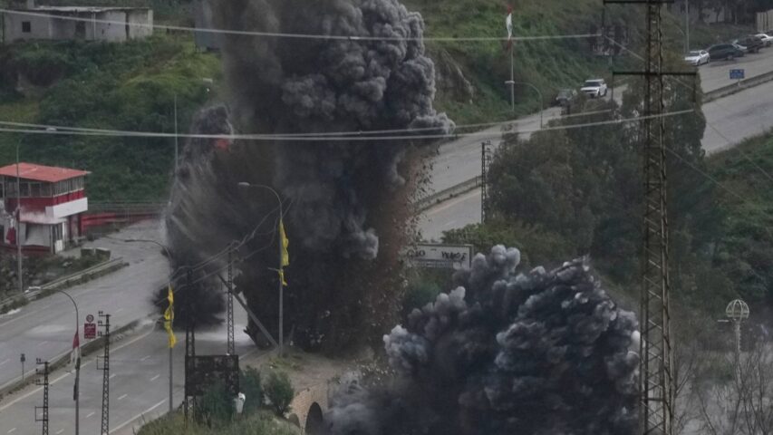 Israeli airstrike that hit the Qasmiyeh Bridge (AP)