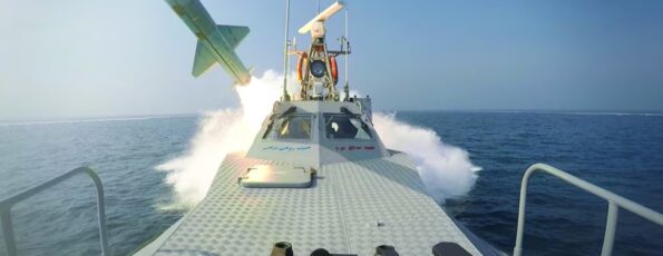 A missile is launched during an exercise of the Islamic Revolutionary Guards Corps (IRGC) navy in the south of Iran
