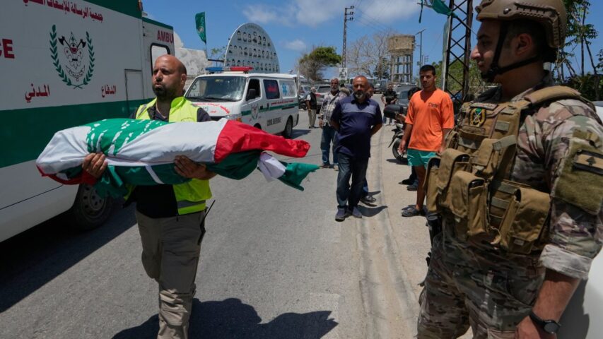 Tyre Massacre Coffins (AP)